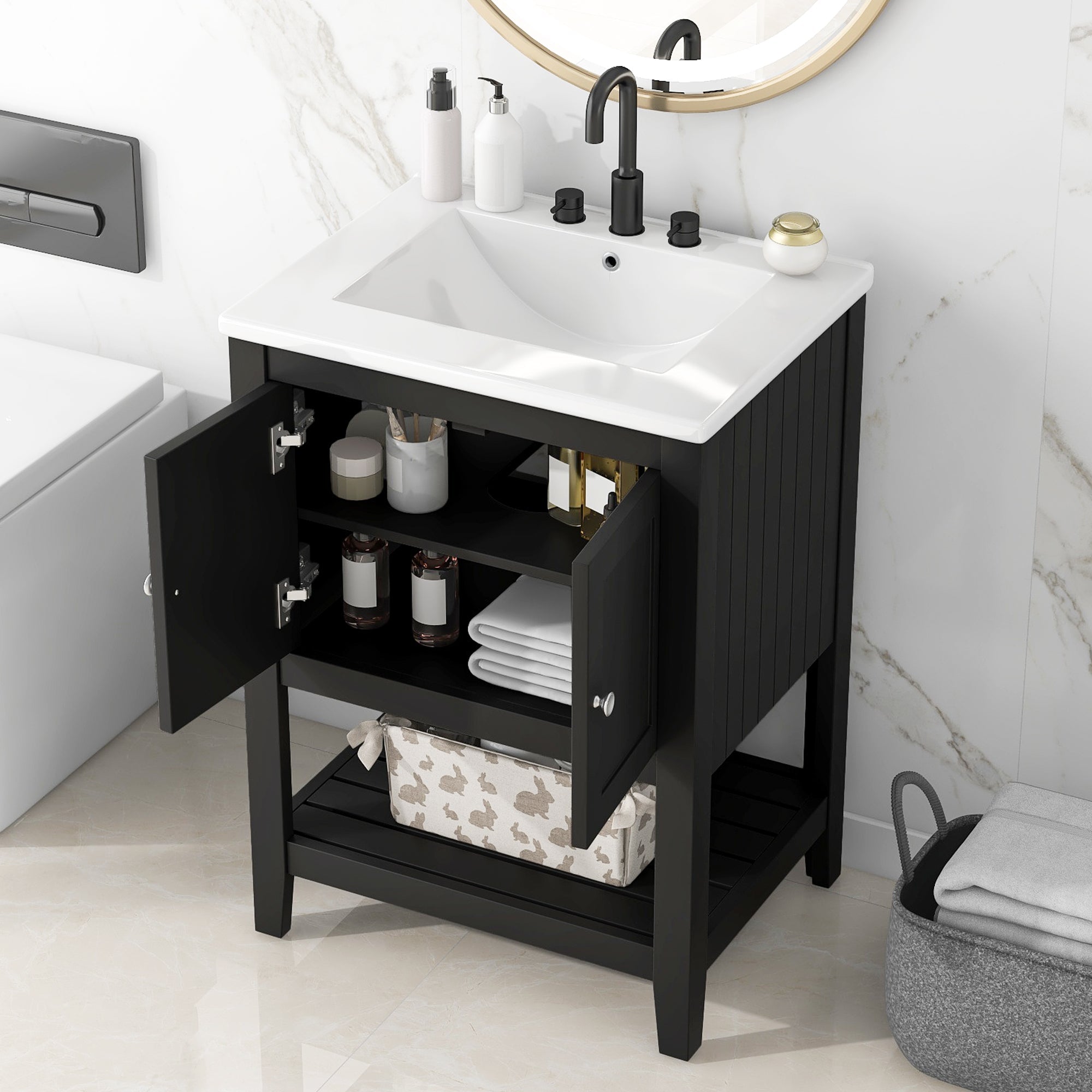 24" Black Bathroom Vanity