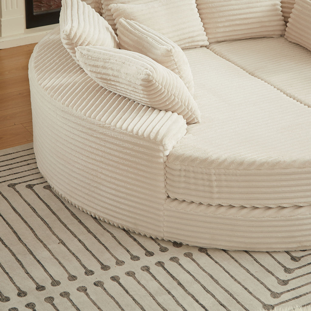 Round Oversized Sofa Bed With 5 Throw Pillows