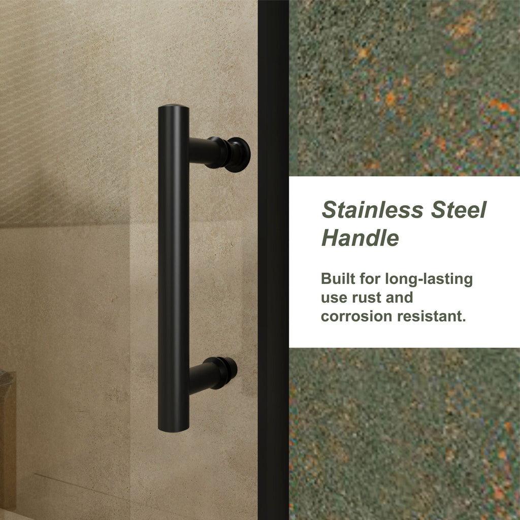 Single Sliding Shower Door, Thick Clear Tempered Glass Shower Door With Stainless Steel Handle