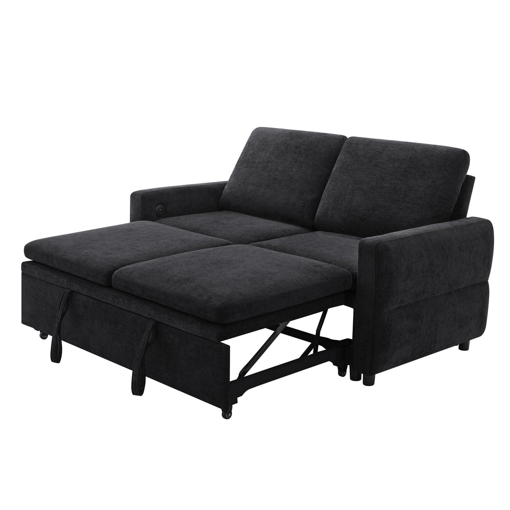 Convertible Sofa Bed Loveseat With Adjustable Backrest And USB Ports