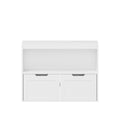 Book Organizer With Large Drawers And Open Shelves, Toy Storage Cabinet - White