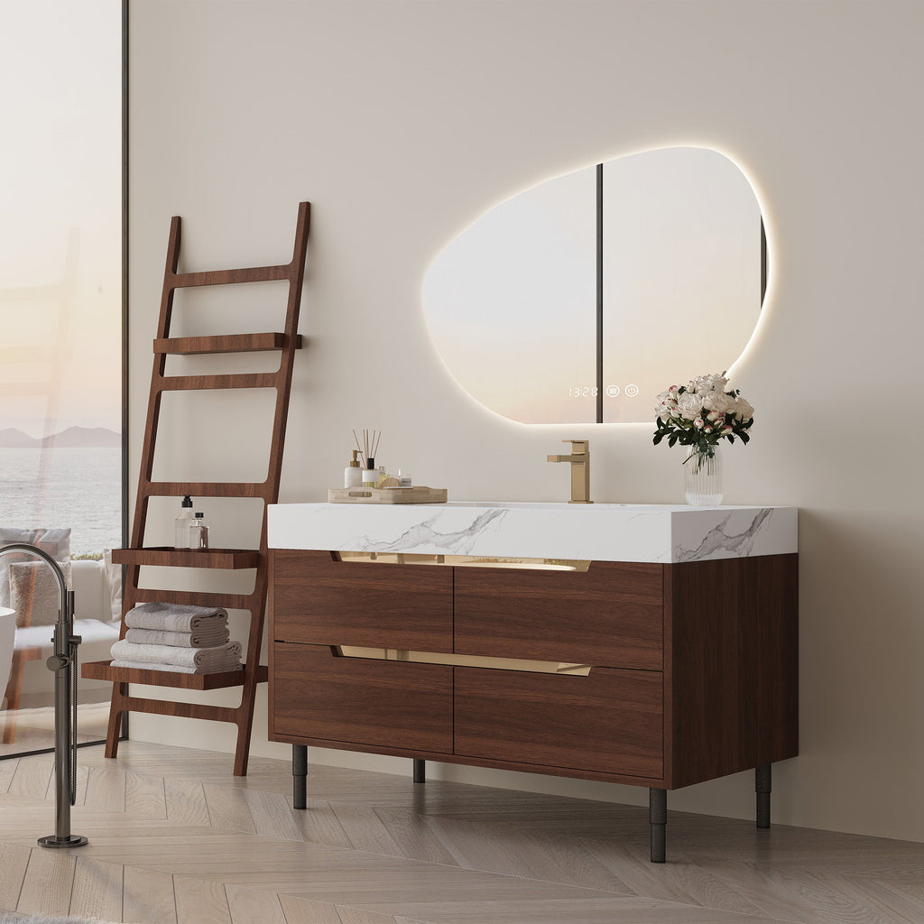 35.4" Farmhouse Free-standing Sintered Stone Bathroom Vanity with Undermount Sink