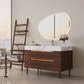 35.4" Farmhouse Free-standing Sintered Stone Bathroom Vanity with Undermount Sink