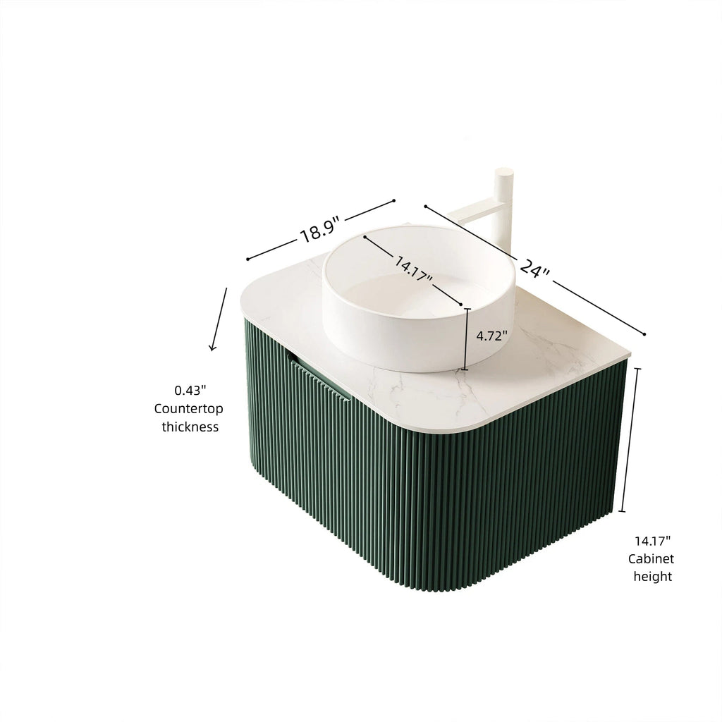 DINA 24" Bathroom Vanity & Sink, Floating Curved Edges