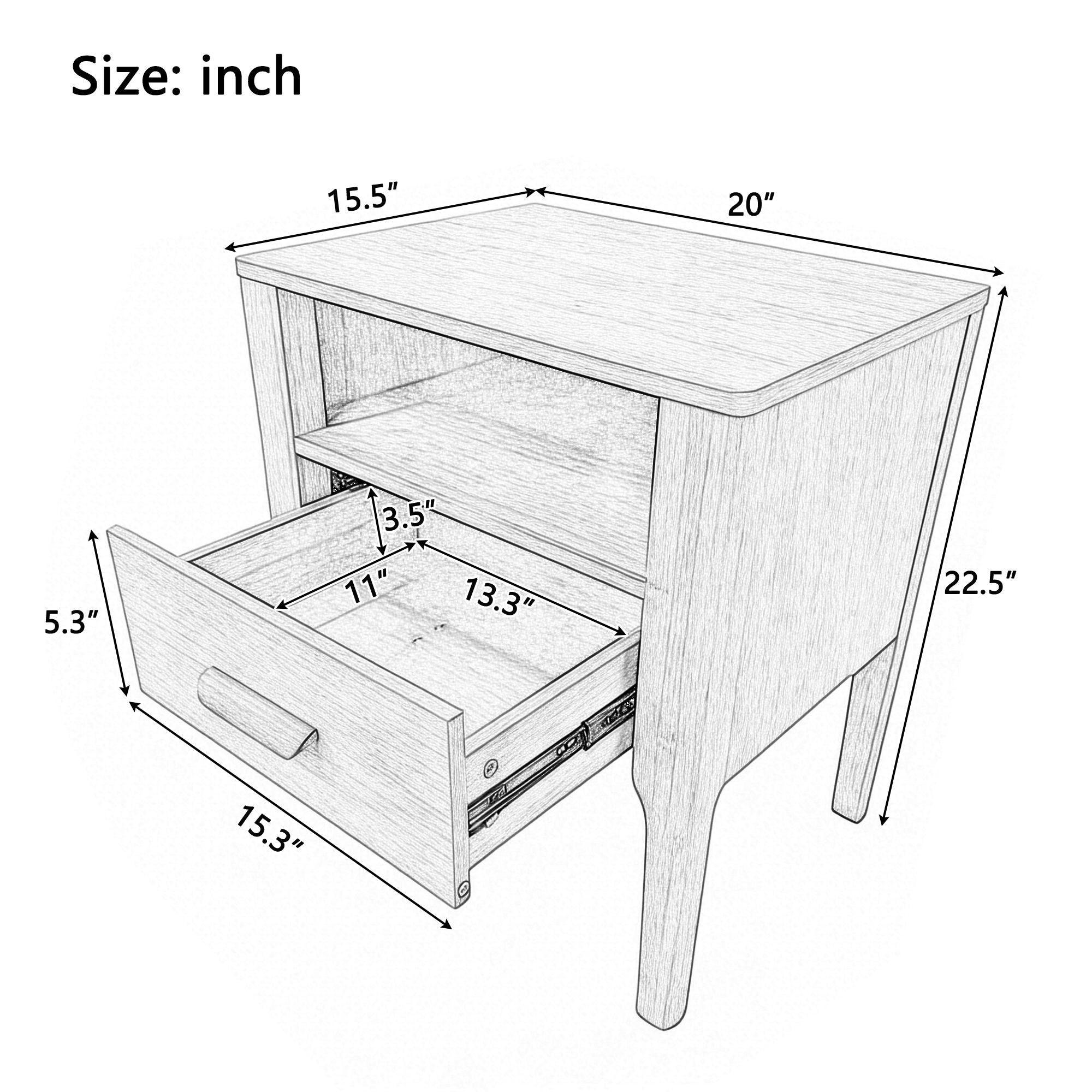 Nightstand With Drawer And Open Shelf - Brown