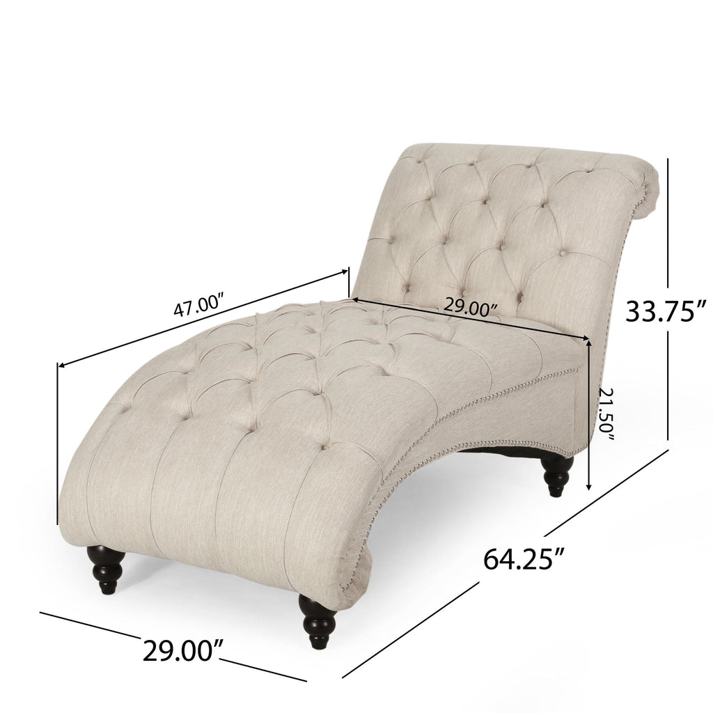 Chaise Lounge With Button Tufted Diamond Stitch
