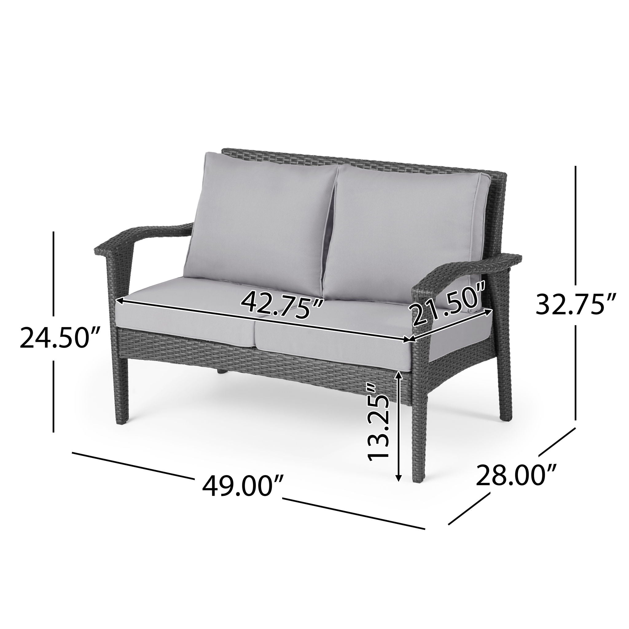 Honolulu Loveseat - Gray / Silver