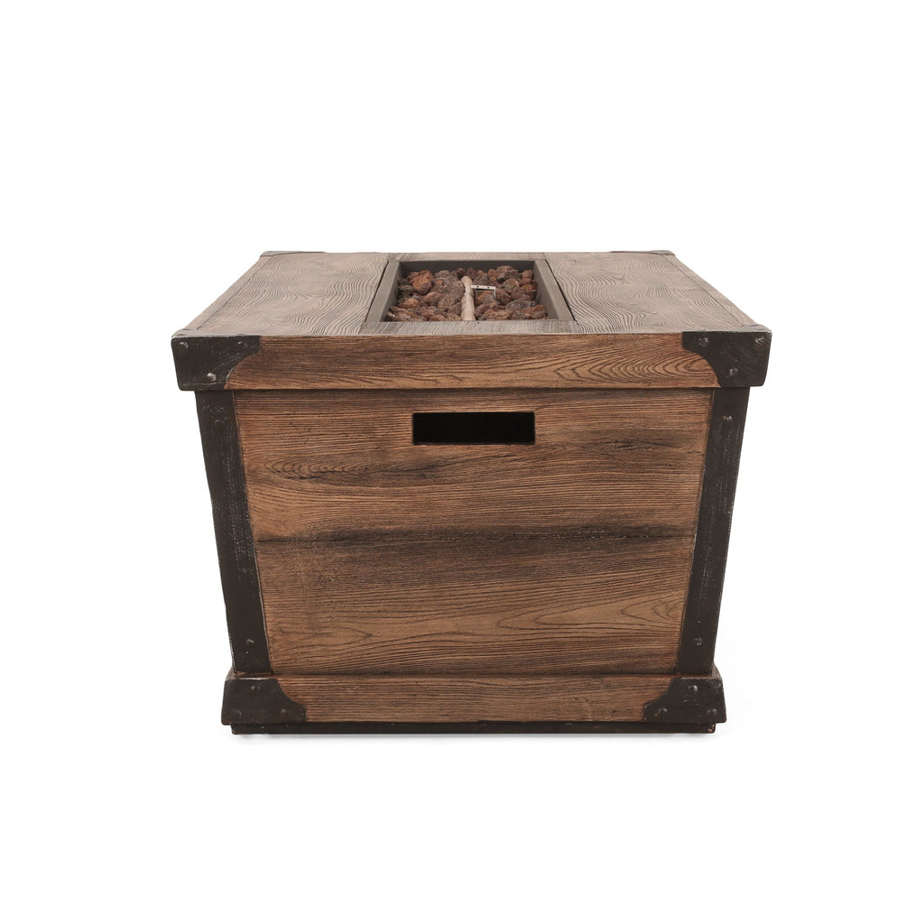 Outdoor Patio Rectangle Gas Burning Fire Pit - Wood Pattern