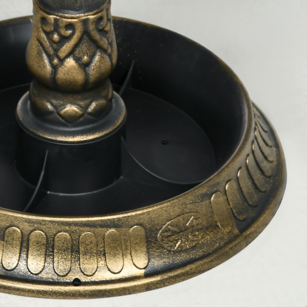 Outsunny 28" Antique Bronze Bird Bath with Pedestal Flower Planter Base