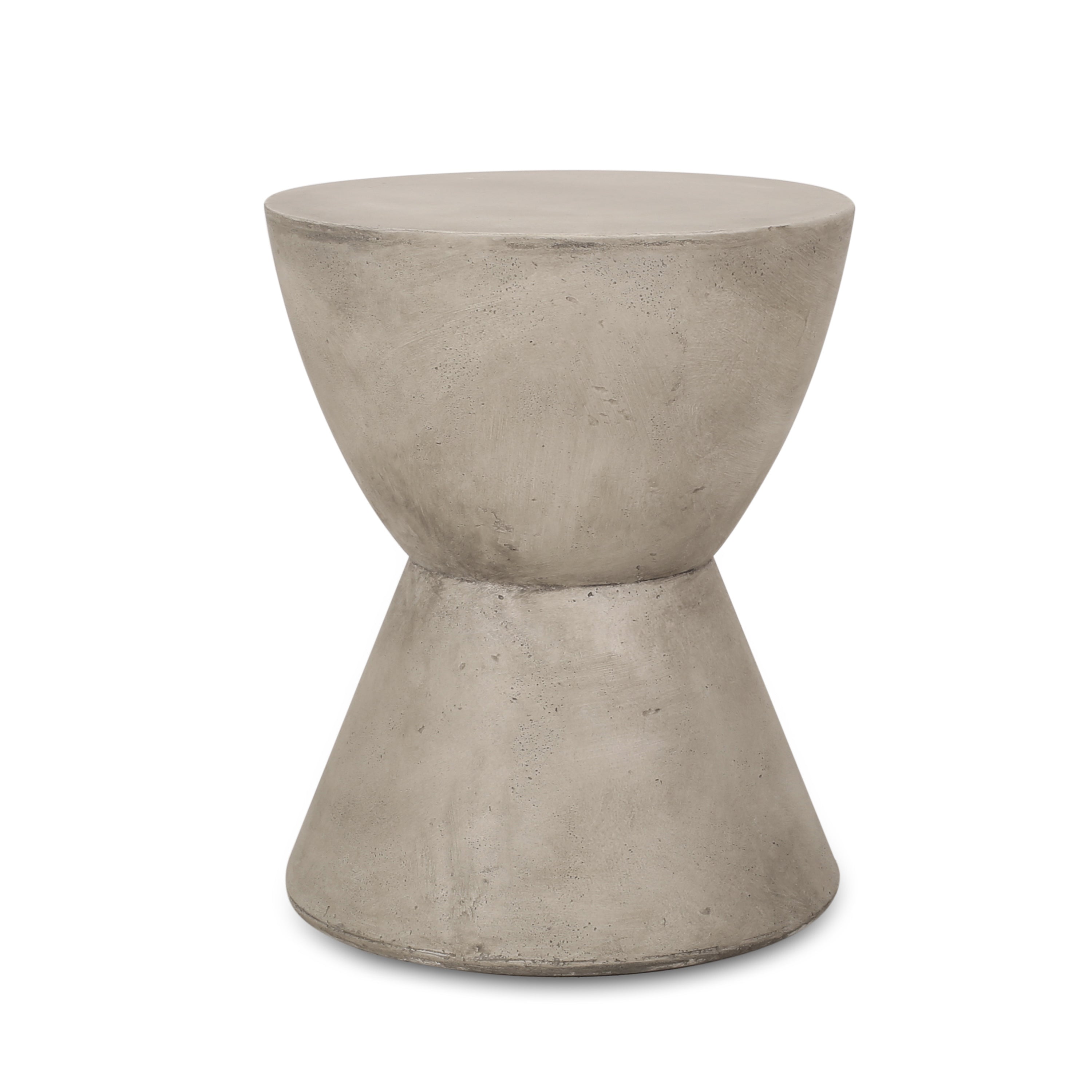 Outdoor Lightweight Concrete Side Table, Light Gray