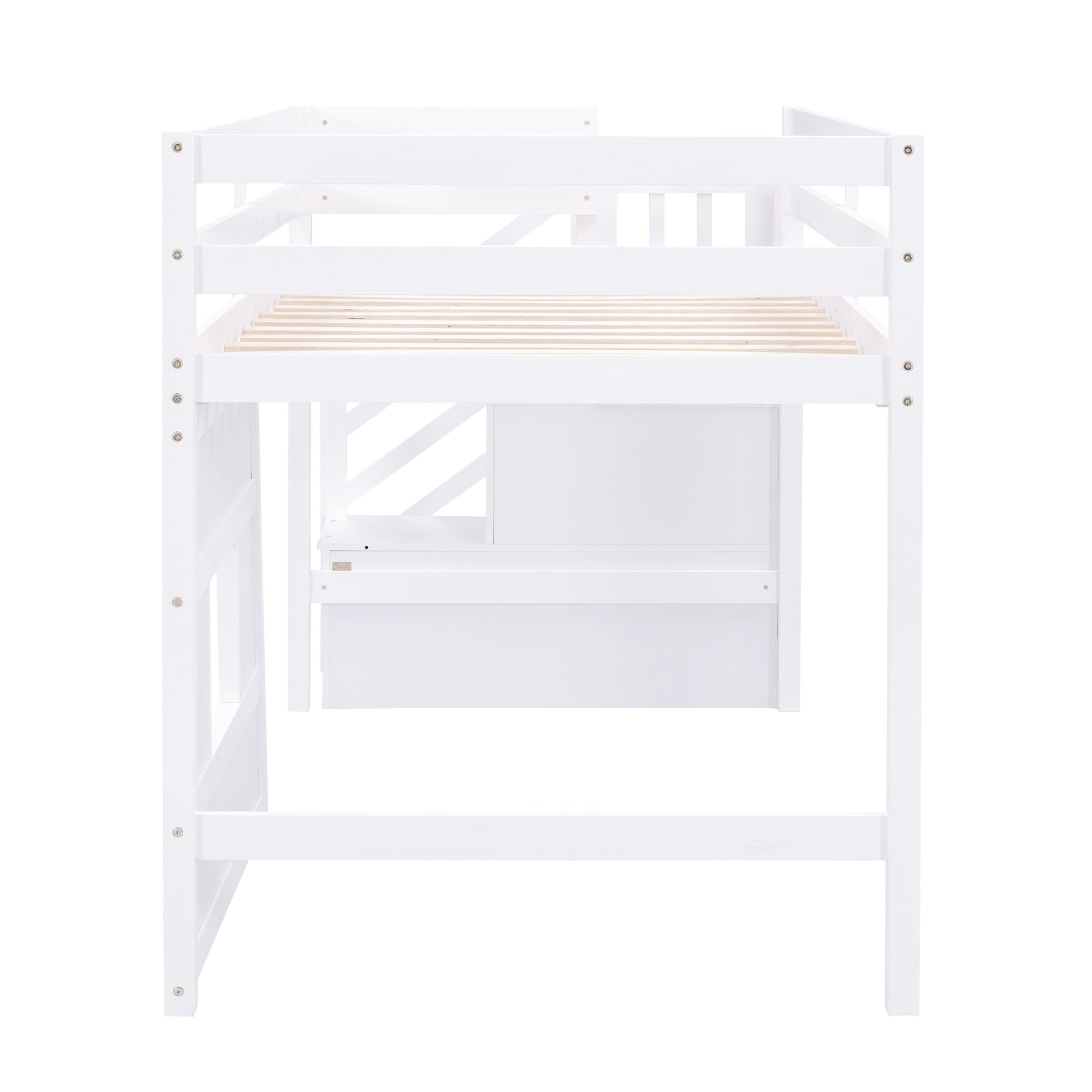 Loft Bed With Storage Staircase, Window & LED Light
