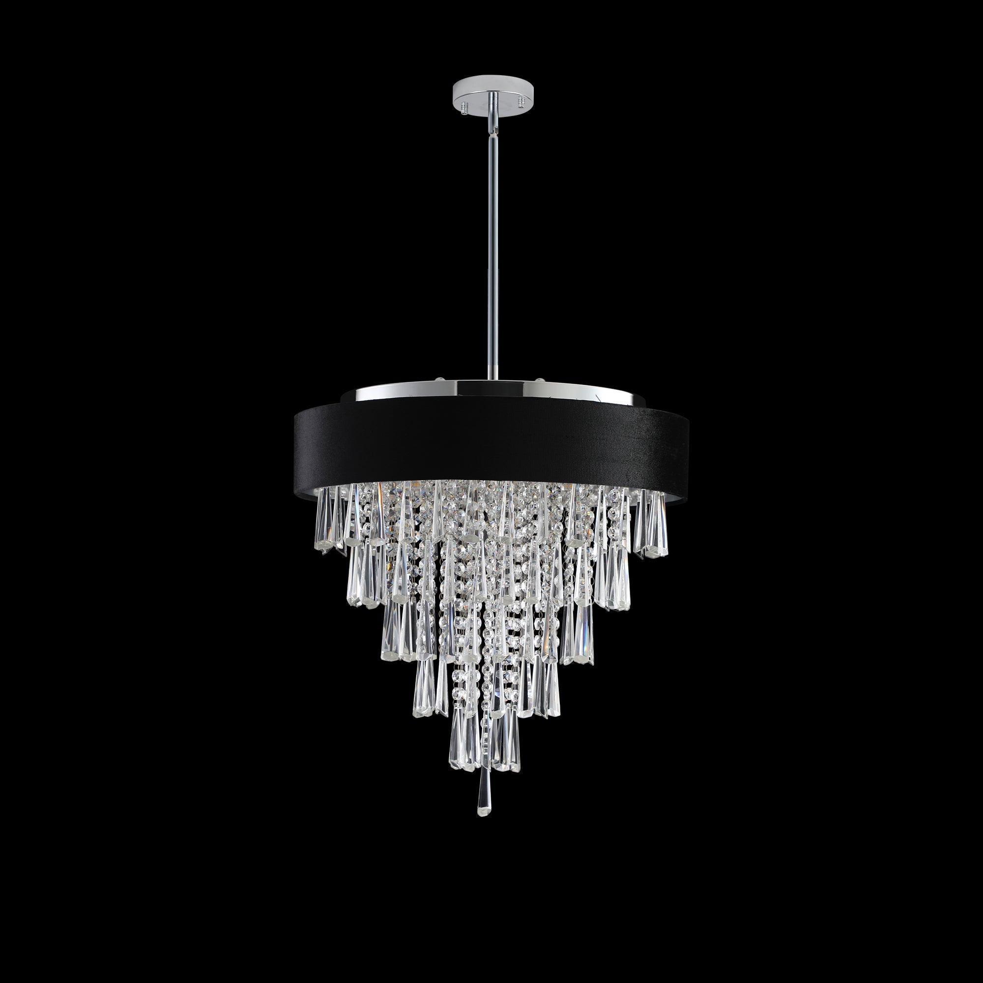 18-inch Modern Crystal Chandelier with Black Velvet Shade