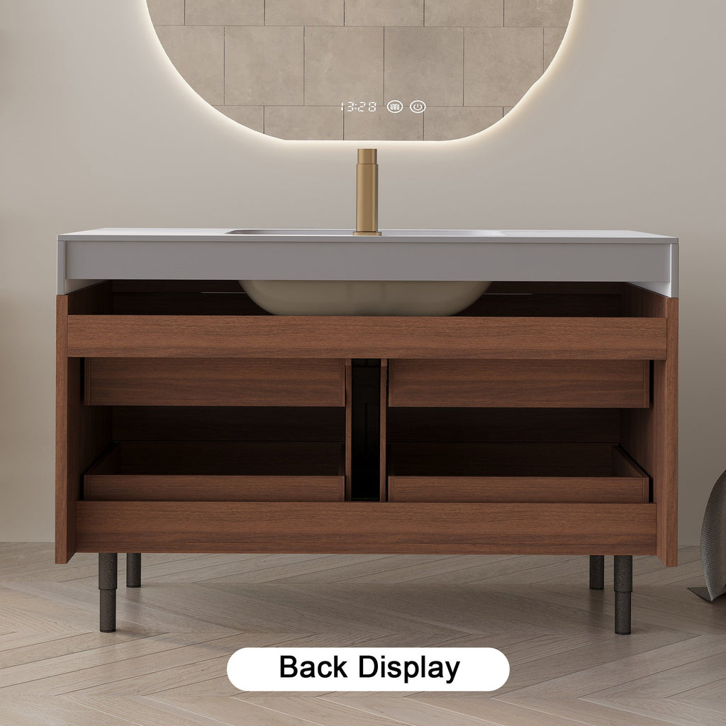 35.4" Farmhouse Free-standing Sintered Stone Bathroom Vanity with Undermount Sink