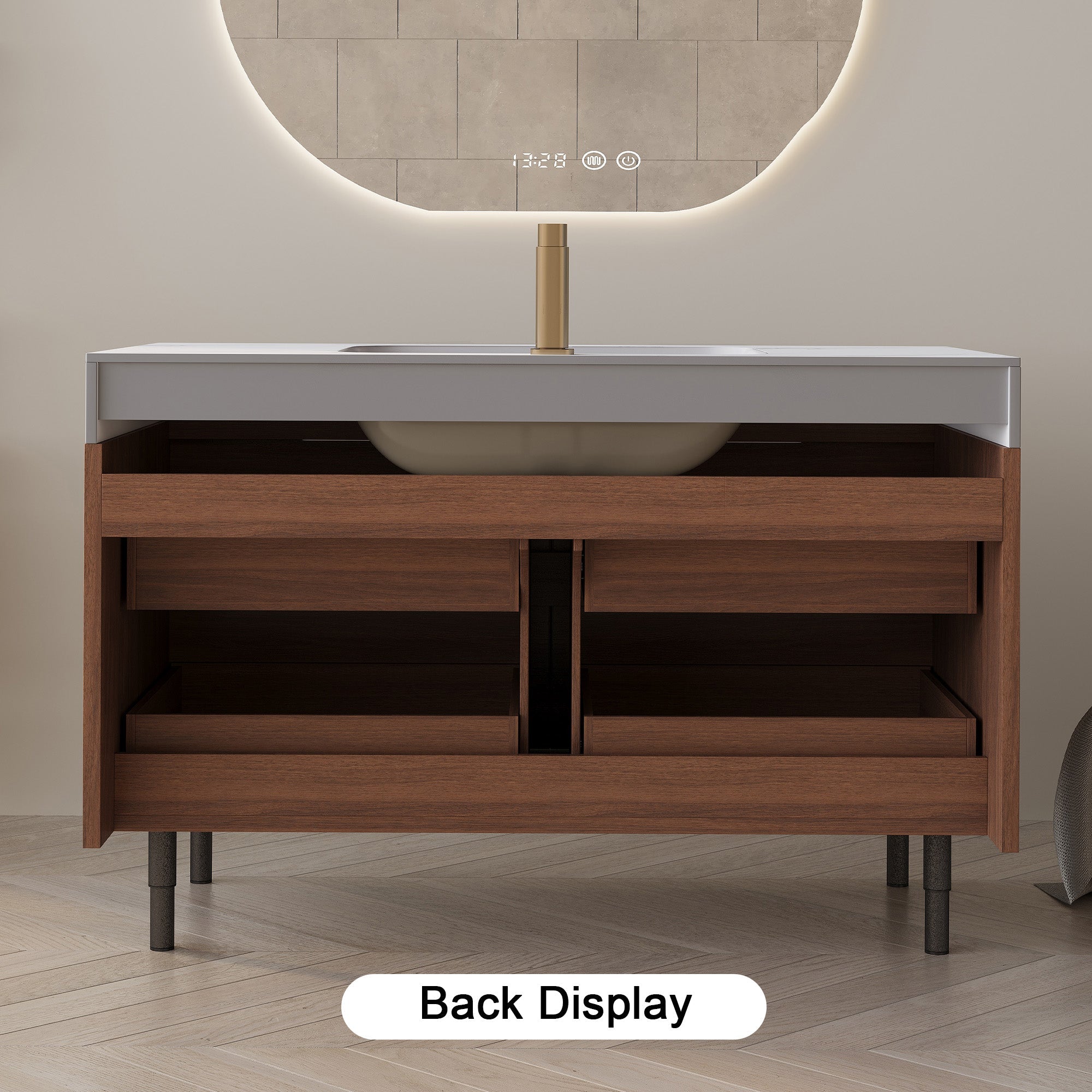 35.4" Farmhouse Free-standing Sintered Stone Bathroom Vanity with Undermount Sink