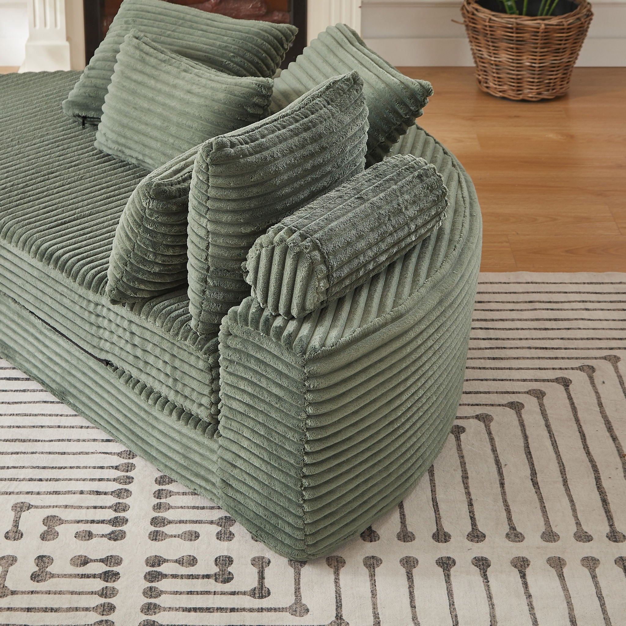 Semi Circular 2 In 1 Sofa Bed With Neck Pillow And Throw Pillows