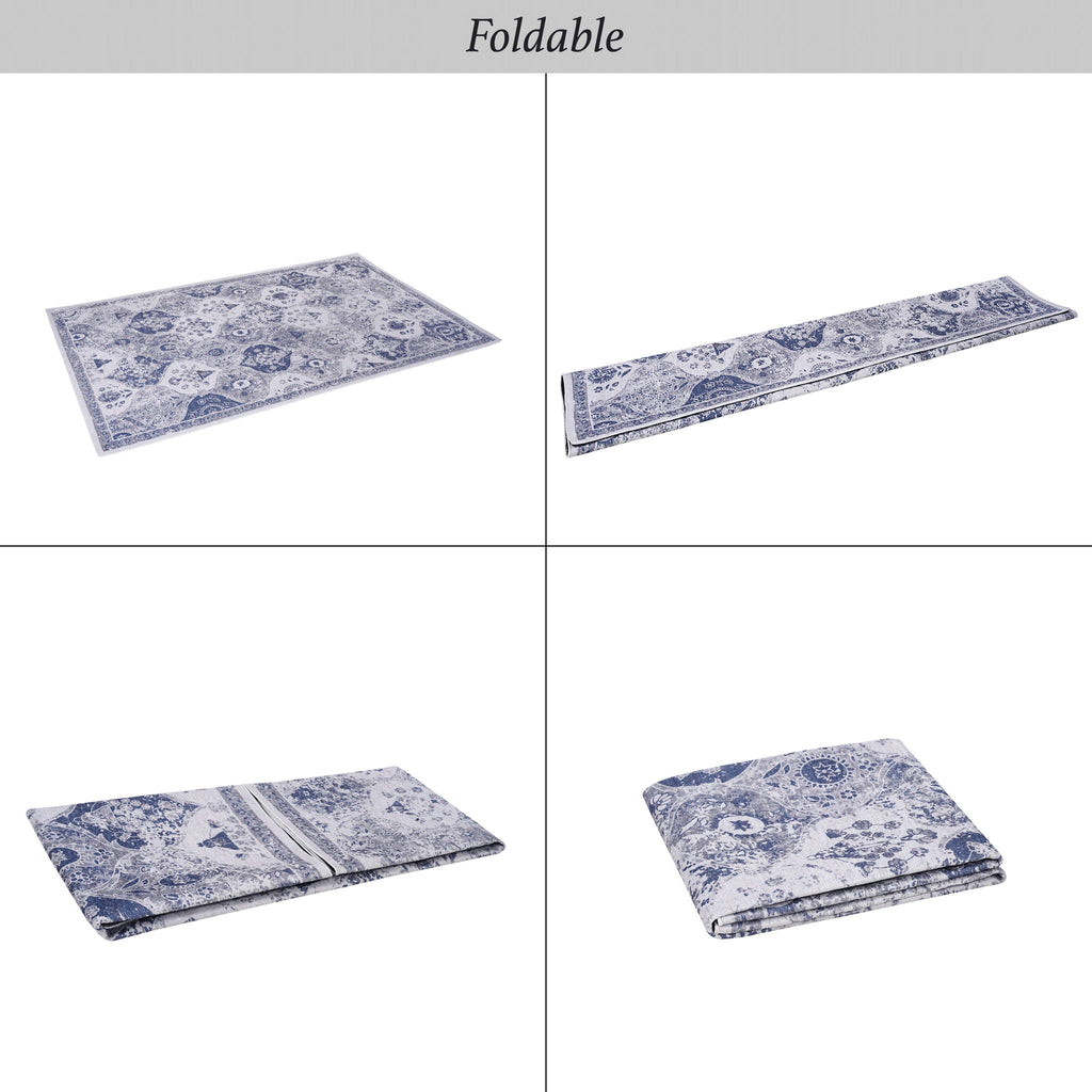 Maval - 8' X 10' Washable Area Rug - Blue