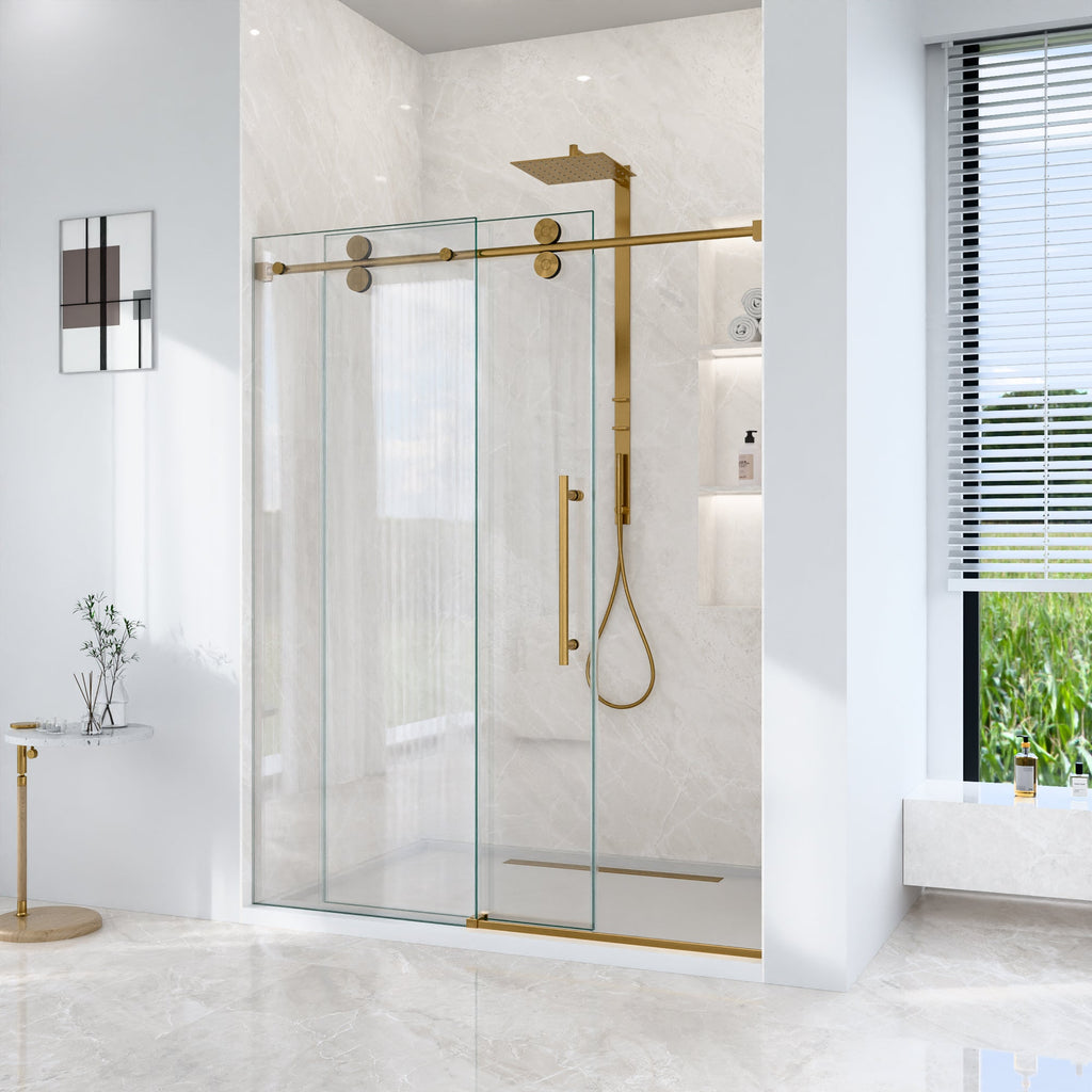 56"-60"W x 72"H Frameless Single Sliding Shower Door