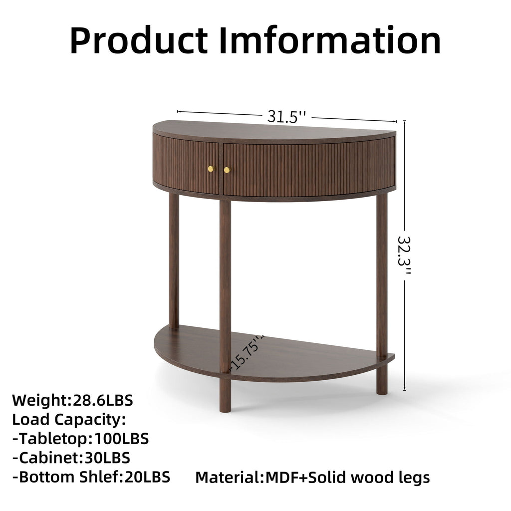 Demi Lune Console Table With 2 Storage Drawers