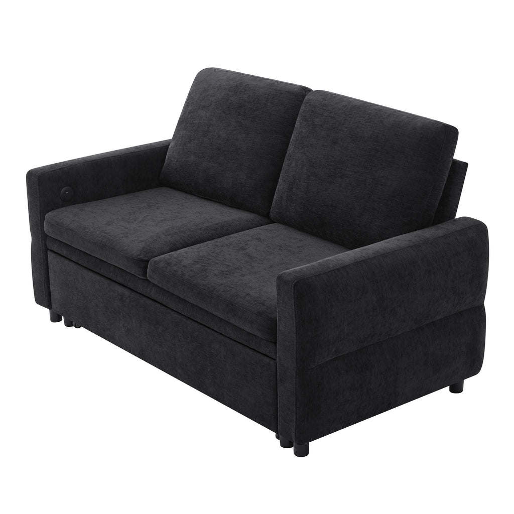 Convertible Sofa Bed Loveseat With Adjustable Backrest And USB Ports