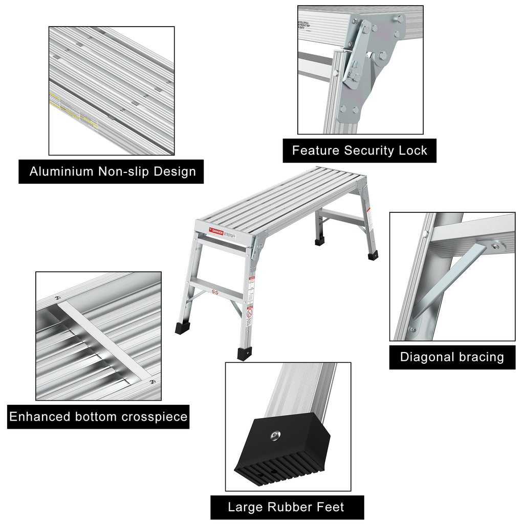 Work Platform Aluminum Portable Bench Folding Ladder