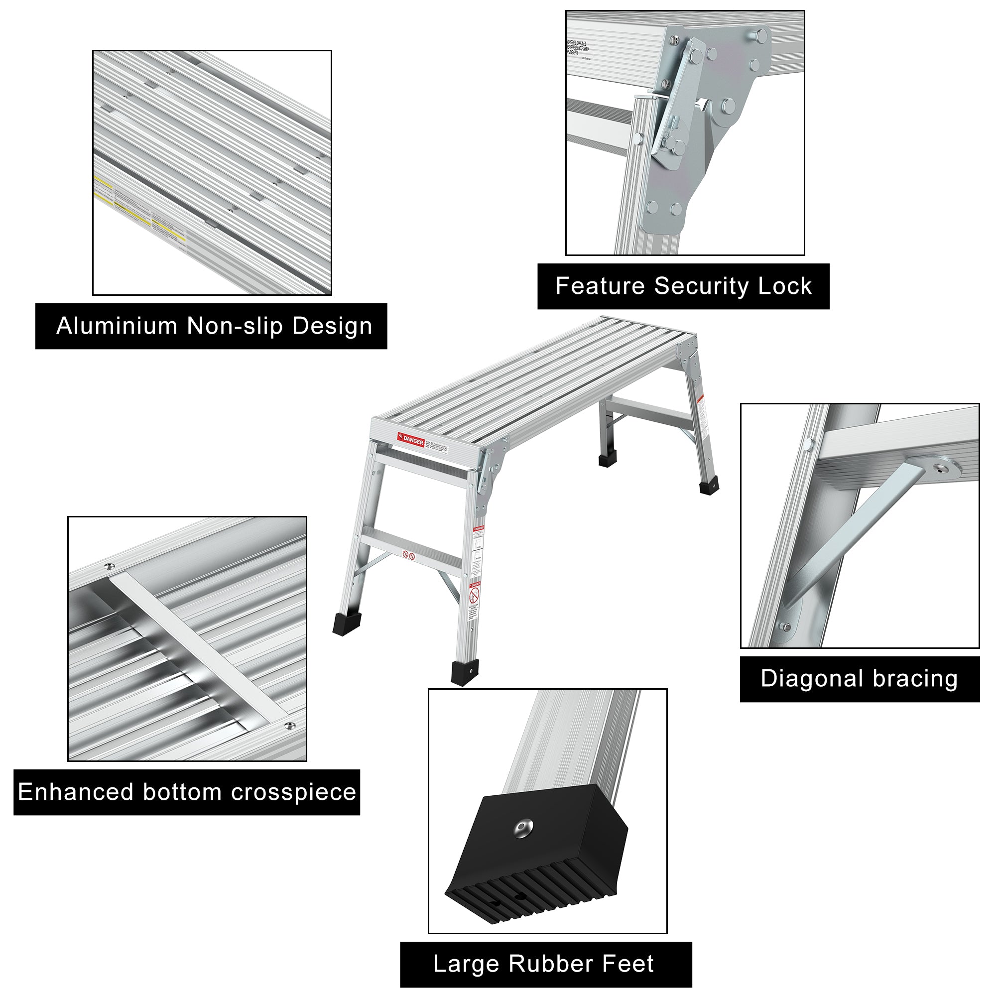 Work Platform Aluminum Portable Bench Folding Ladder
