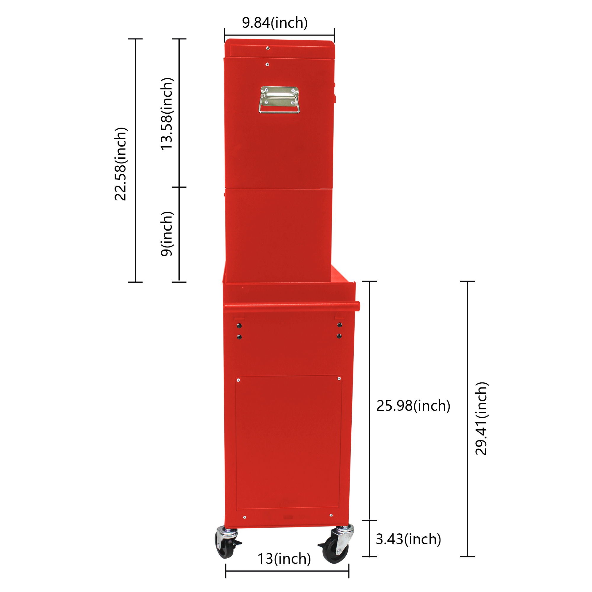 6 Drawer Lockable Tool Cabinet On Wheels With Detachable Toolbox