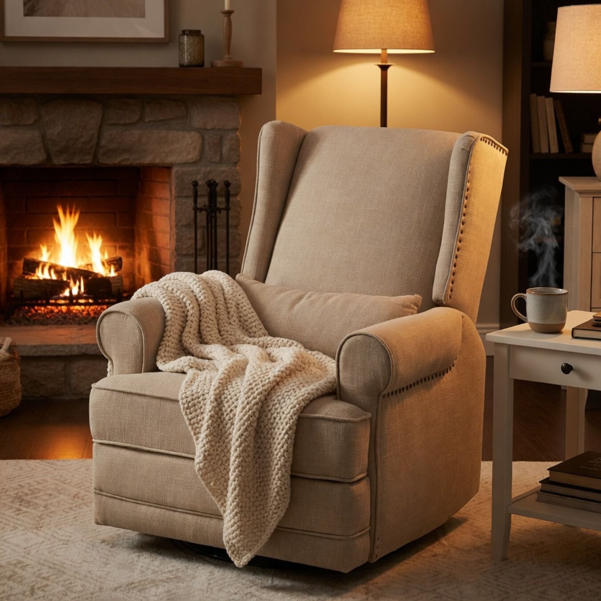 Extra Wide Swivel Recliner Glider Chair With Footrest
