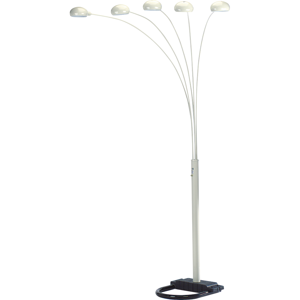 5-Arm Arc Floor Lamp – Adjustable Dome Heads, 3-Way Switch & Tip-Resistant Base | Black, Gold, Nickel & White