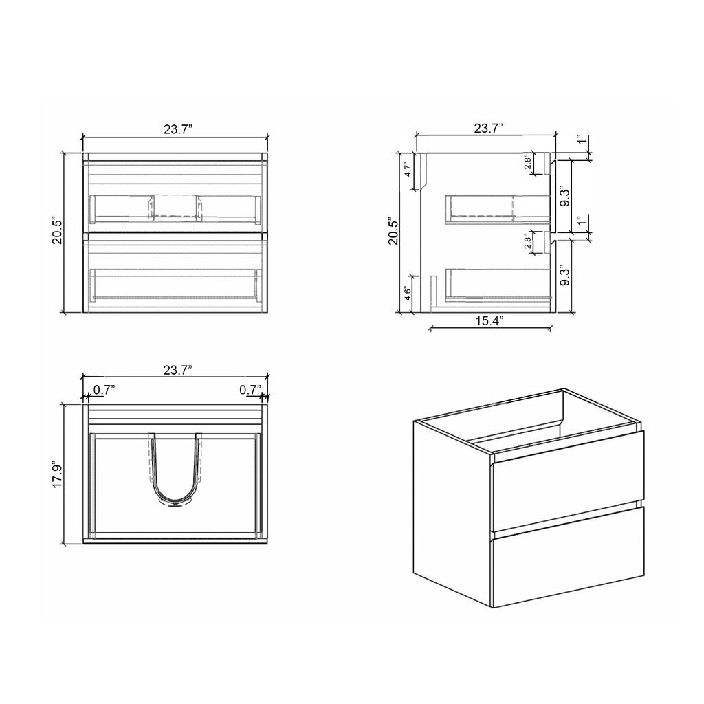Alice 24W 201 Wall Mount Bathroom Vanity Without Basin