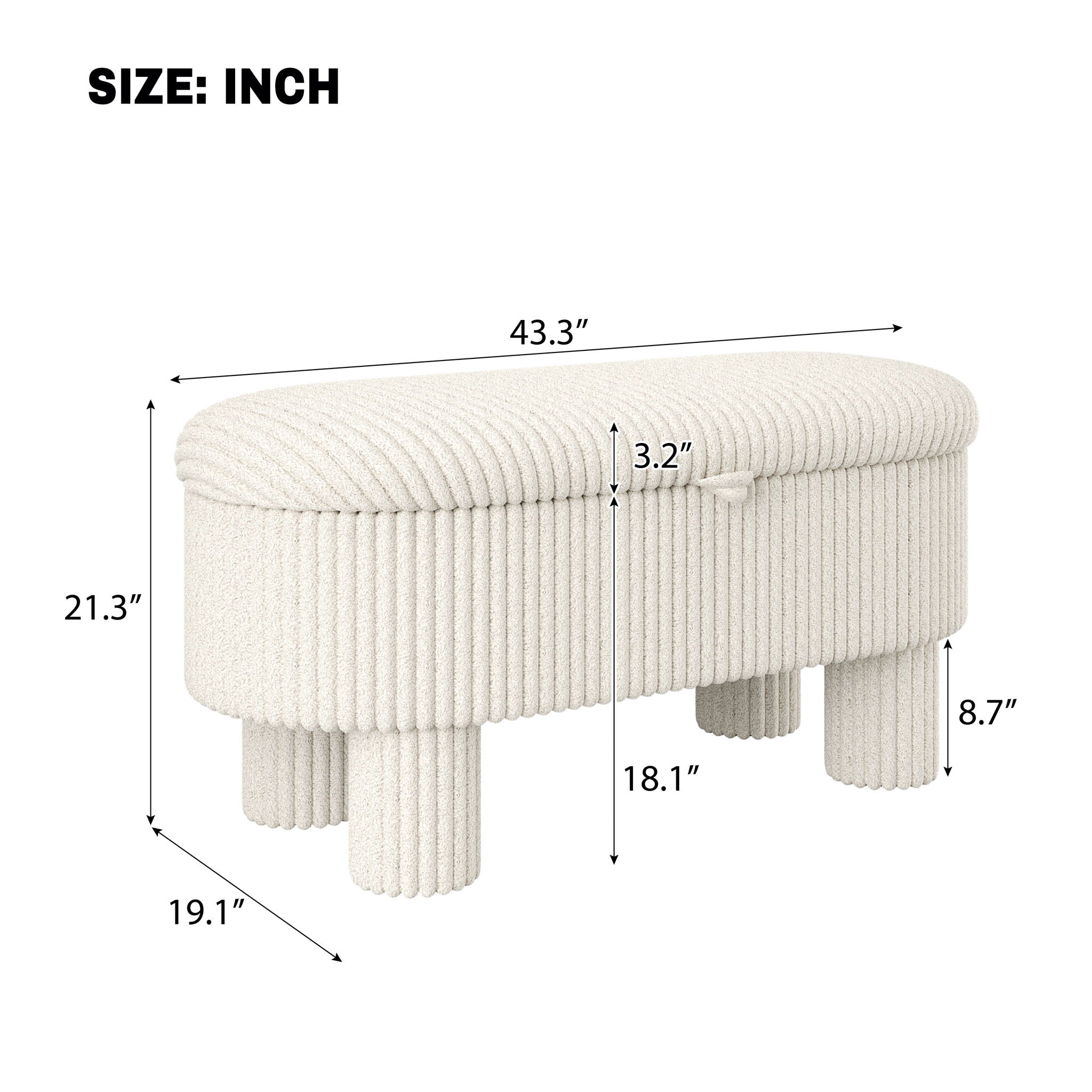 Storage Ottoman Upholstered Bench With Lift-Top Storage