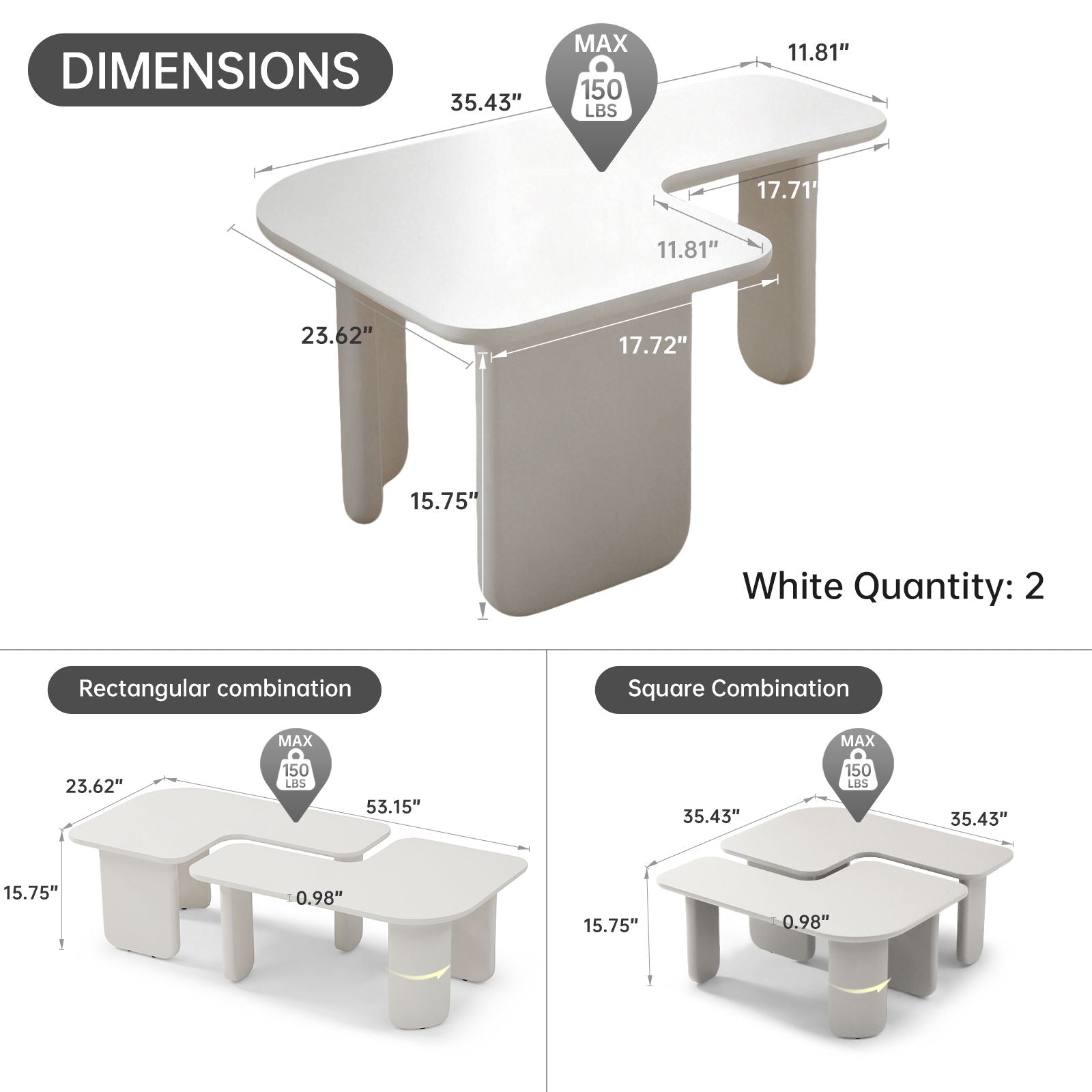 L-Shape Coffee Table For Living Room