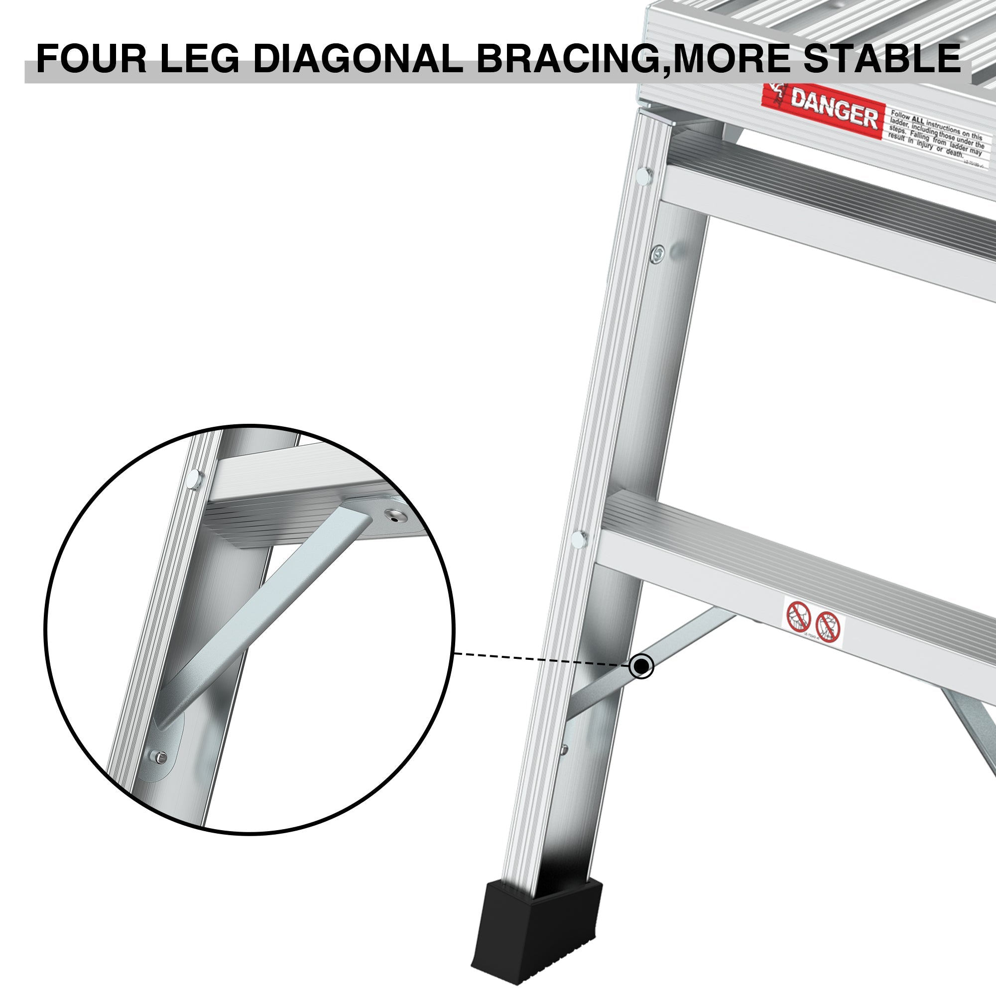 Work Platform Aluminum Portable Bench Folding Ladder