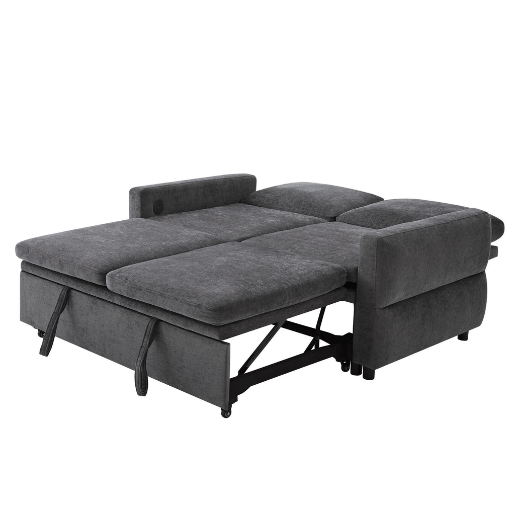 Convertible Sofa Bed Loveseat With Adjustable Backrest And USB Ports