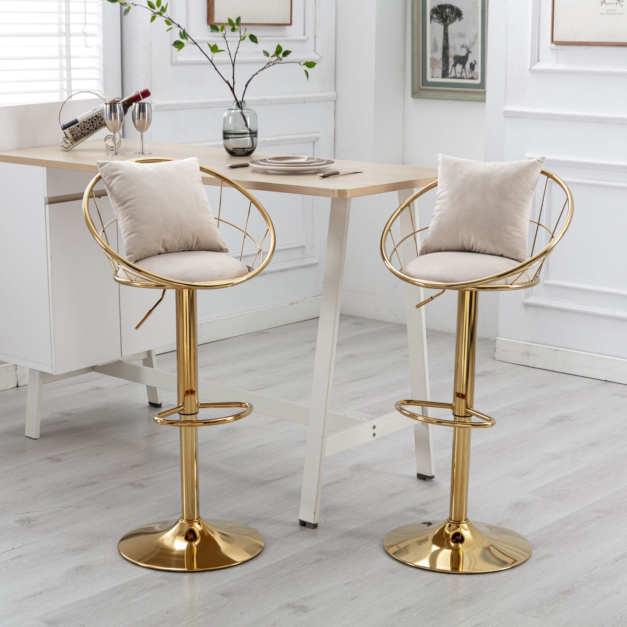 Unique Design Bar Chair, 360 Degree Rotation, Adjustable Height, Suitable For Dining Room And Bar