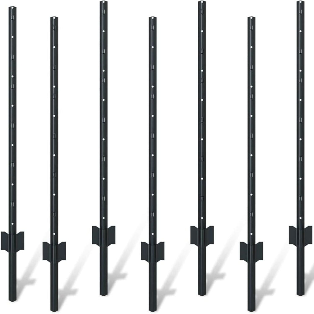 4 Foot U-Shaped Metal Garden Fence Posts Set for Wire Mesh Fencing