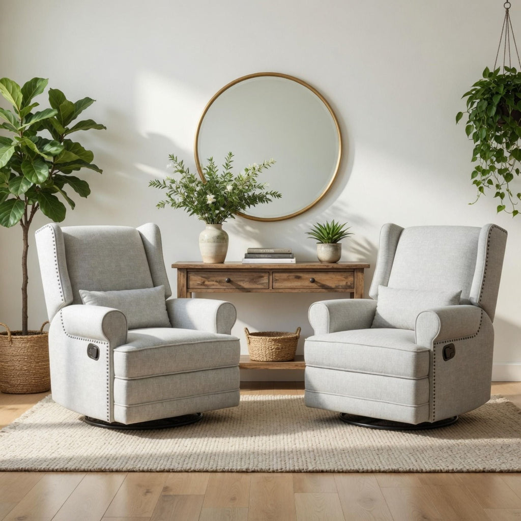 Extra Wide Swivel Recliner Glider Chair With Footrest