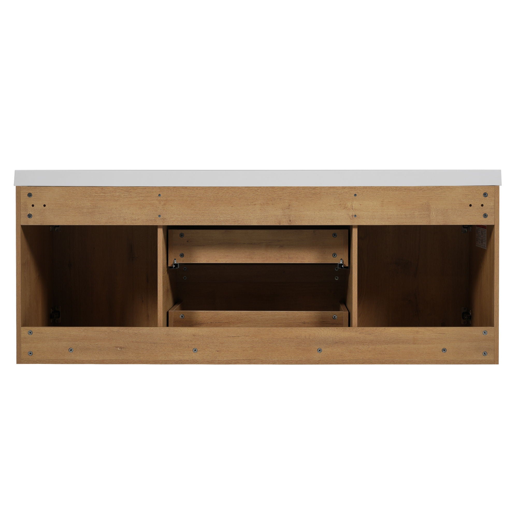 Double Sink Bathroom Vanity, Cabinet & Soft Close Doors, Divided Drawers, Wall Mounted Storage - Wood