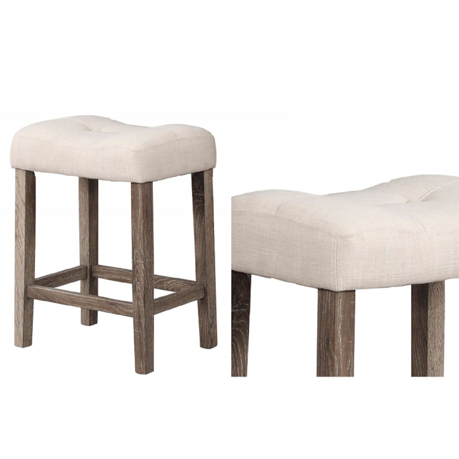 Transitional Style Counter Height Dining Stool With Footrest (Set of 2)