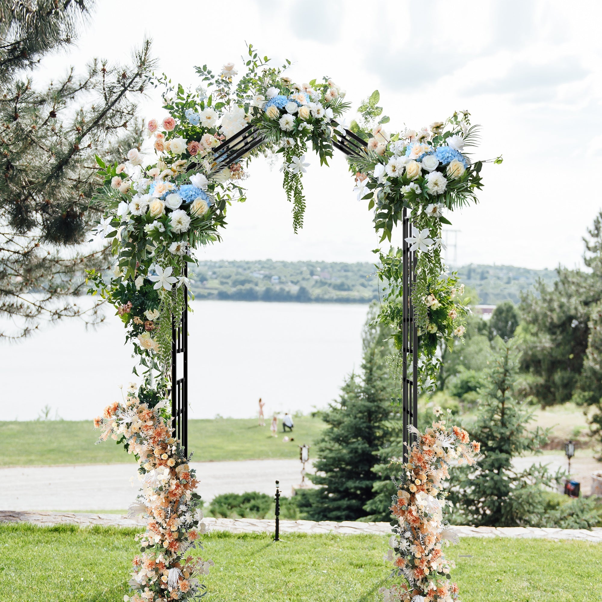Metal Garden Arch with Adjustable Width for Climbing Plants