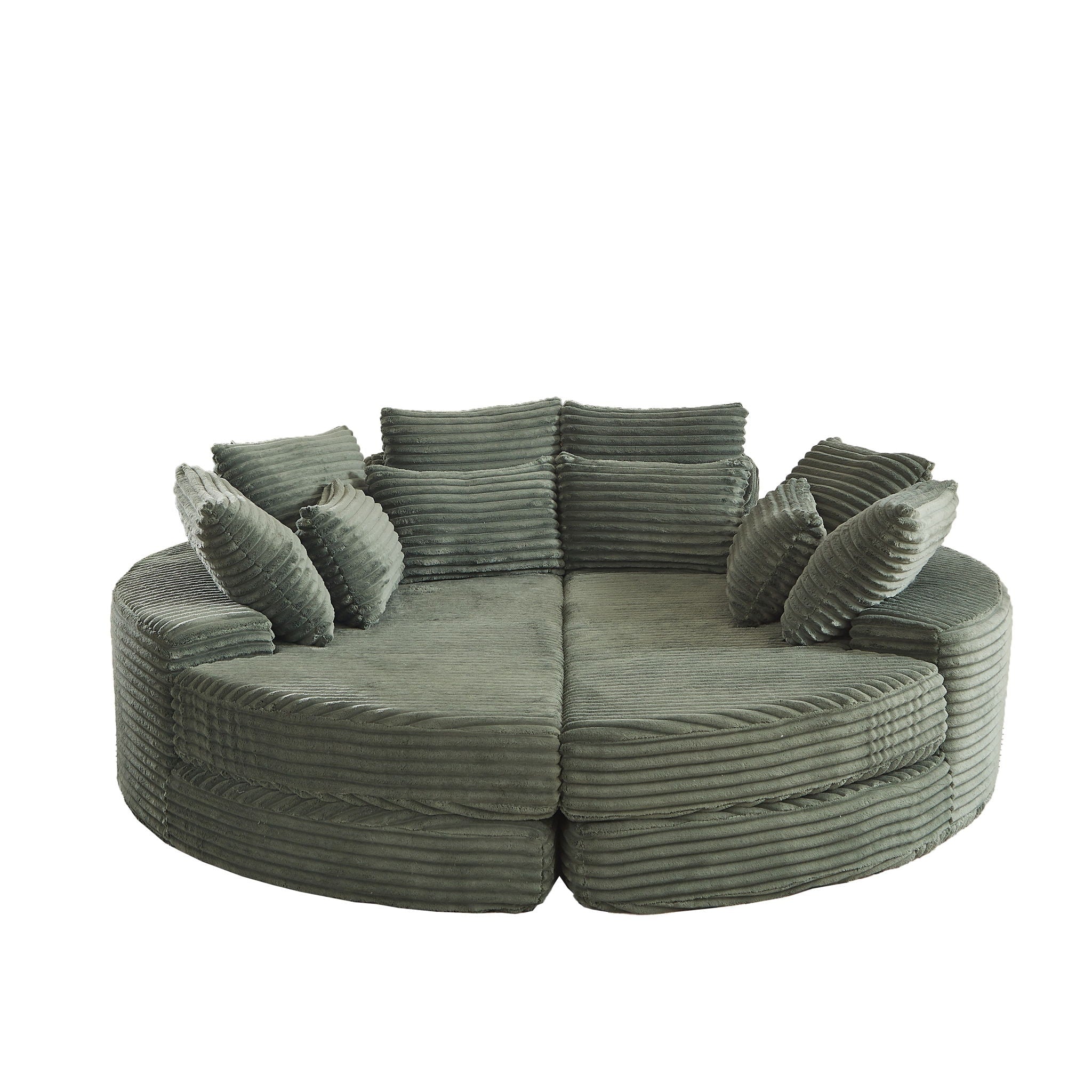 Round Oversized Sofa Bed With 5 Throw Pillows
