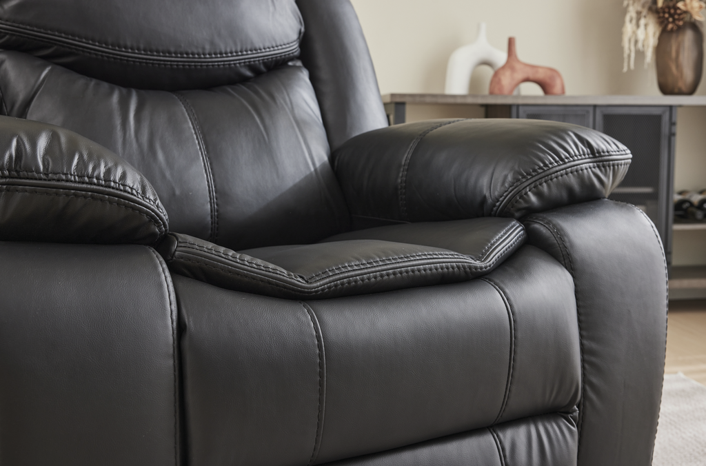 Black Color Air Leather Recliner Chair with Vibration and Heating