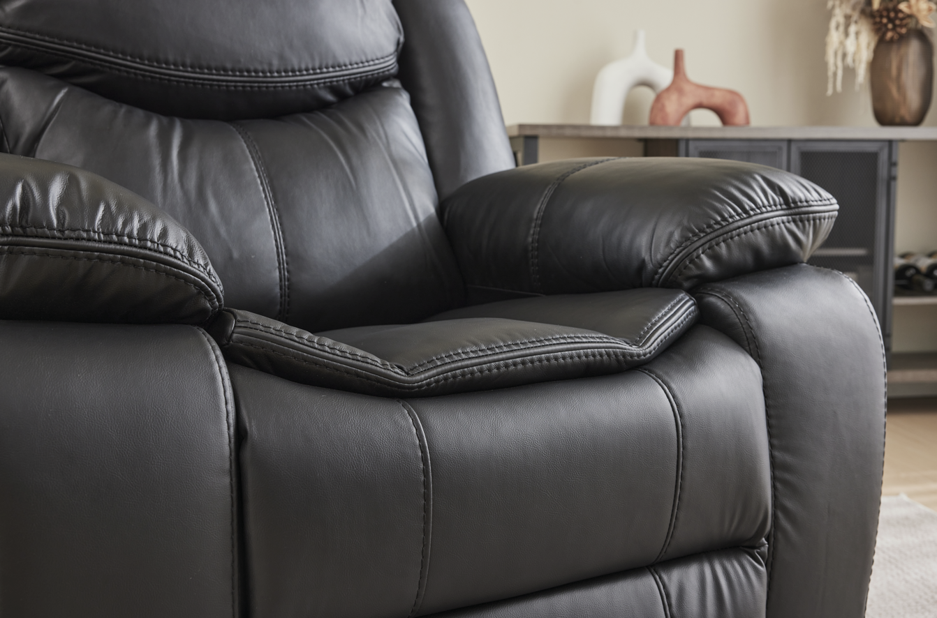 Black Color Air Leather Recliner Chair with Vibration and Heating