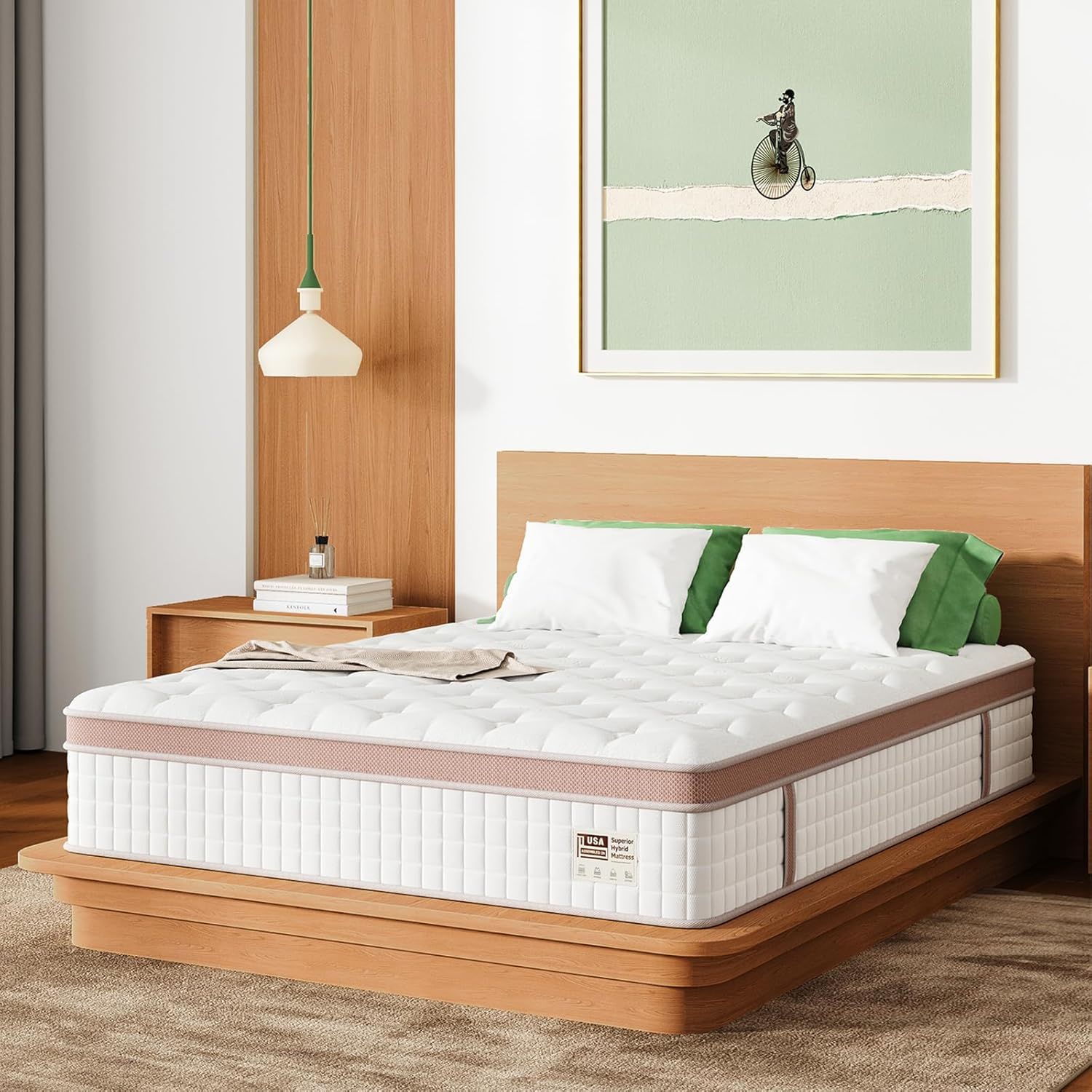 12" King Size Firm Hybrid Mattress, Gel Memory Foam & Pocket Springs
