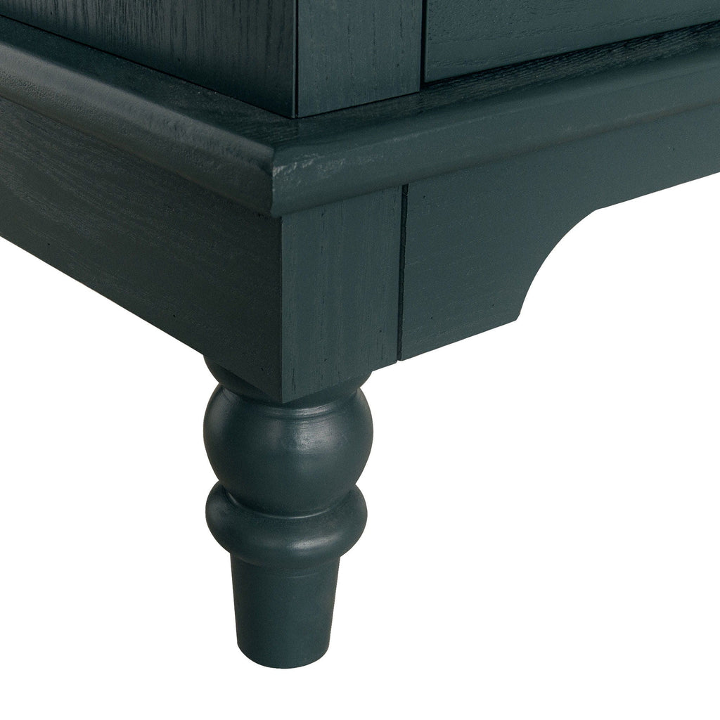 Hollow Carved 3 Drawer Dresser With Metal Handles, Storage Chest For Living Room Or Bedroom - Blackish Green
