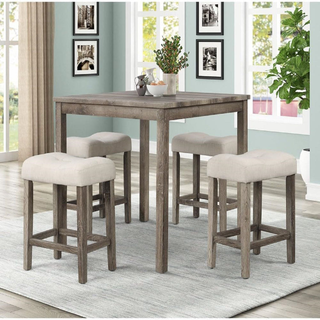 Transitional Style Counter Height Dining Stool With Footrest (Set of 2)