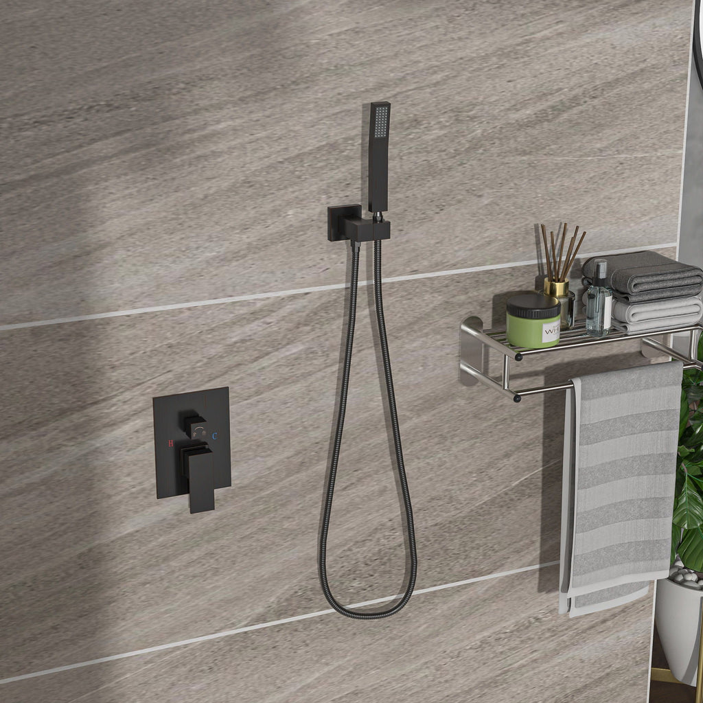 Dual Shower Head System With 12" Wall Mounted Square Rain Shower And Rough In Valve