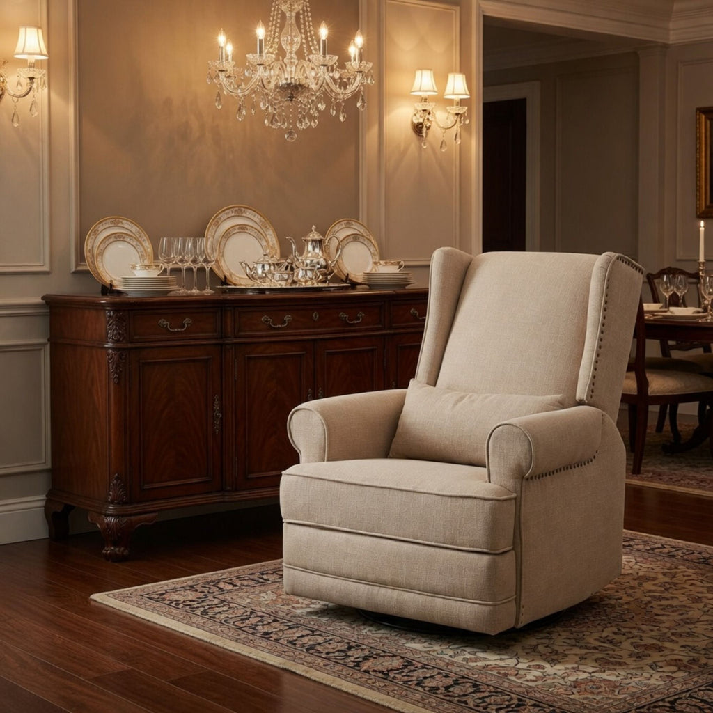 Extra Wide Swivel Recliner Glider Chair With Footrest