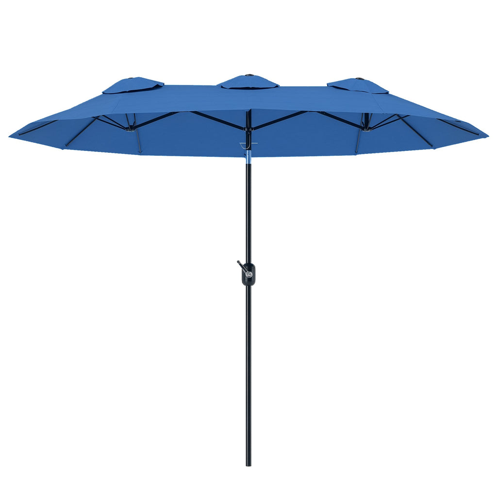 Outsunny 9.5' Double-Sided Patio Umbrella with 3 Air Vents, Tilt and Crank