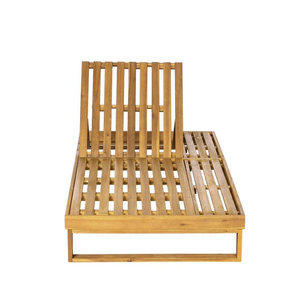 Acacia Wood Chaise Lounge Teak Finish with Adjustable Recliner