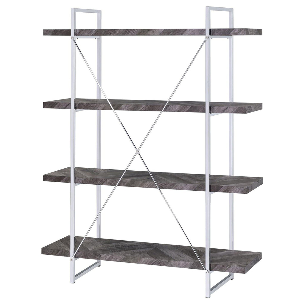 Herringbone - Bookcase With Full Length Shelf - Gray